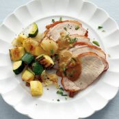Pork Loin with Mustard Sauce & Sauteed Squash
