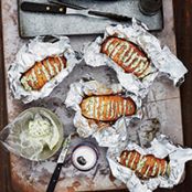 Grill-Baked Potatoes with Chive Butter