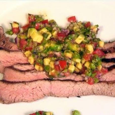Chocolate Flank Steak with Pineapple Salsa