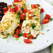 Crock-pot Salsa Verde Chicken Enchiladas
