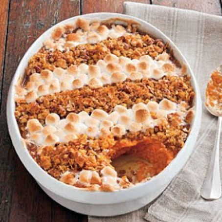 Cornflake, Pecan, Marshmallow Topped Sweet Potato Casserole