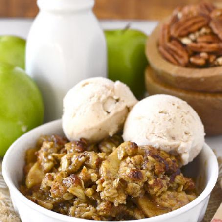 Caramel Apple Crisp with Easy Caramel Sauce