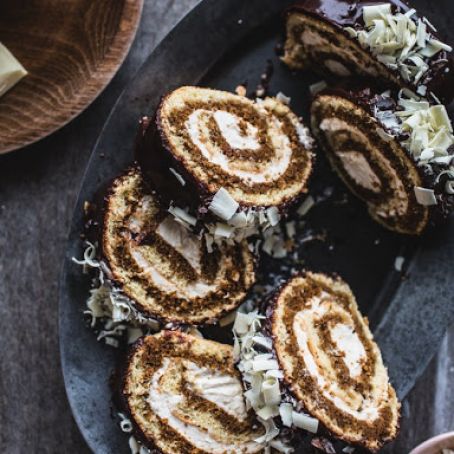 Tiramisu Swiss Roll Cake
