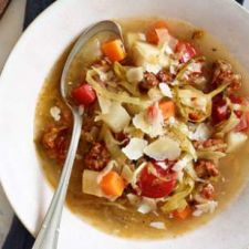 Sausage, Cabbage & Root Vegetable Soup