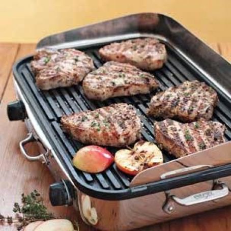 Pork Chops, Garlic-herb with applesauce