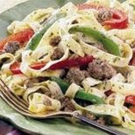 Fettuccine with Beef and Peppers