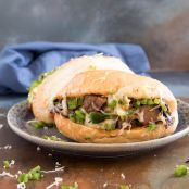 Prime Rib Sandwich with Roasted Poblanos and Garlic Mayo