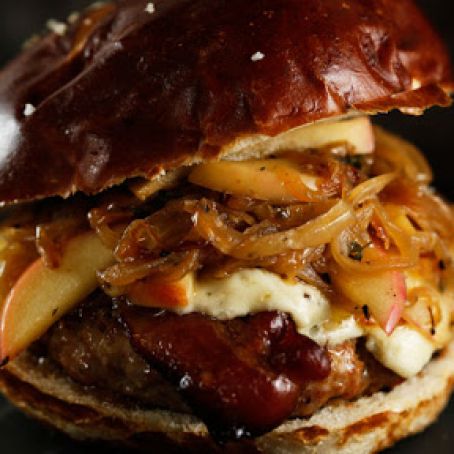 Maple Turkey Burgers with Bacon, Blue Cheese and Onions