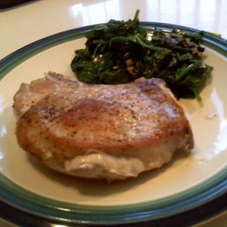 PORT CHOPS SALTIMBOCCA With Sauteed Spinach
