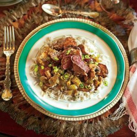 Prosciutto-Wrapped Duck with Gumbo Gravy