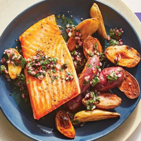 Sauteed Salmon with Chimichurri and Potatoes