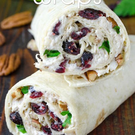 Chicken, Cranberry, Pecan Salad Wraps