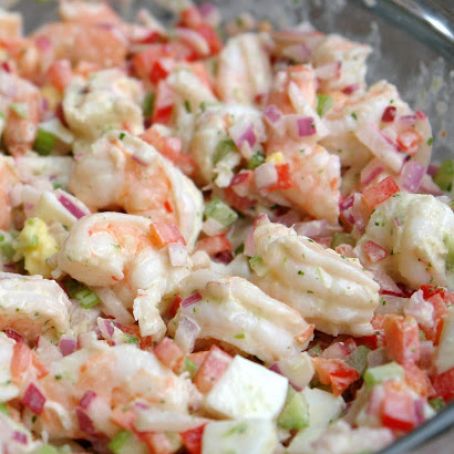 Shrimp salad with cilantro mayonnaise