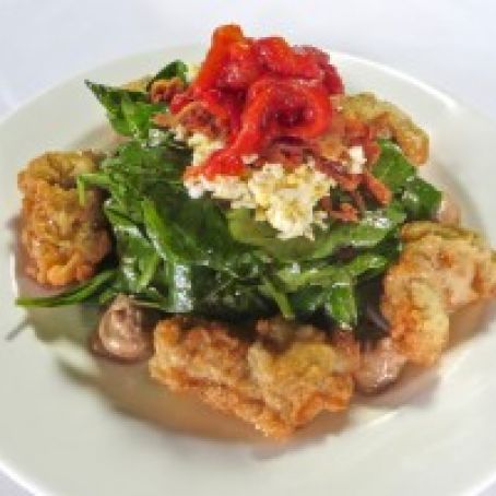 Fried Oyster Salad with Bacon Balsamic Aioli