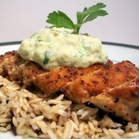 Cumin Dusted Chicken Breasts with Guacamole Sauce