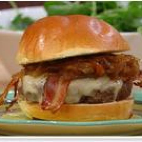 Double-Bacon Burgers with Maple-Worcestershire Onions