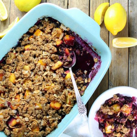 Tropical Blueberry Mango Coconut Crumble