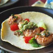 Shrimp with Green Chiles and Avocado-Tomatillo Sauce