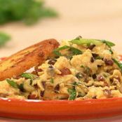 Cheese and Chili Arepas with Eggs and Chorizo