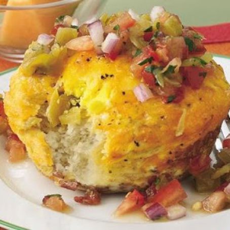 Breakfast Biscuit Cups with Green Chile Salsa
