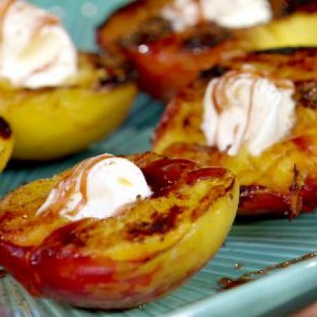 Grilled Peaches with Wine Syrup Two Ways