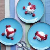 Coconut Pudding with Raspberry Sauce