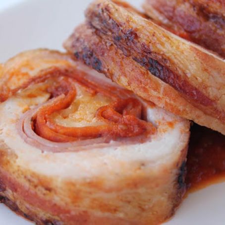 Bacon Wrapped Meat Lovers Pizza Stuffed Chicken Breast