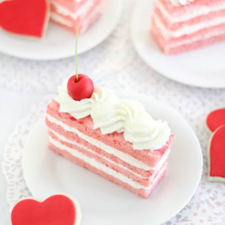 Cherry Chip Sponge Cake with Almond Whip