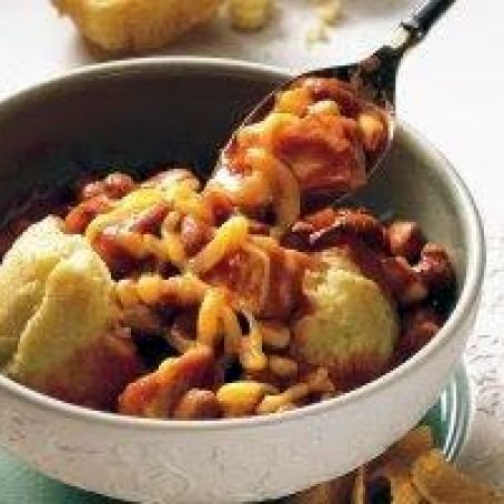 Chicken Chili over Corn Muffins