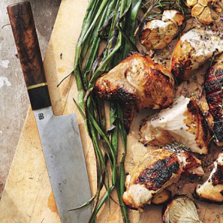Garlic-and-Rosemary Grilled Chicken with Scallions