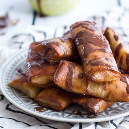 Sweet Banana Lumpia with Milk Chocolate Toasted Coconut Butter.