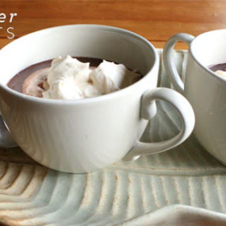 THICK HOT CHOCOLATE WITH SALTED-CARAMEL WHIPPED CREAM