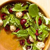 Mixed Greens with Cherries & Feta Cheese Balls