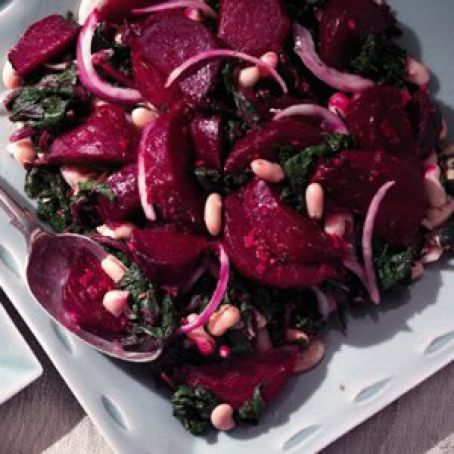 BEETS & GREENS SALAD WITH CANNELLINI BEANS