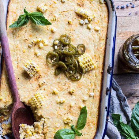 Sweet Kentucky Bourbon Corn Pudding with Candied Jalapeños