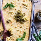 Sweet Kentucky Bourbon Corn Pudding with Candied Jalapeños