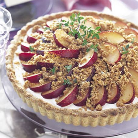 Plum Tart with Goat Cheese and Walnut-Thyme Streusel