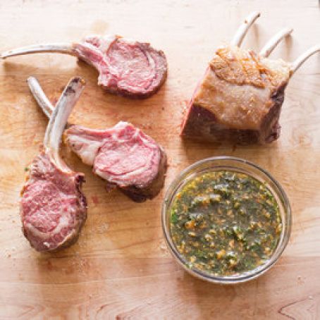 Roasted Rack of Lamb with Sweet Mint-Almond Relish