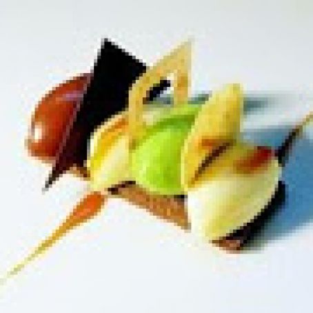 Liquorice Sponge with Green Apple, Lime and Chocolate Sorbet