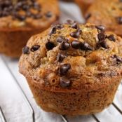 Honey- Sweetened Low Fat Banana Chocolate Chip Muffins
