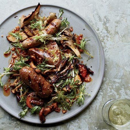 Grilled Mushrooms and Sausages with Pimentón Vinaigrette