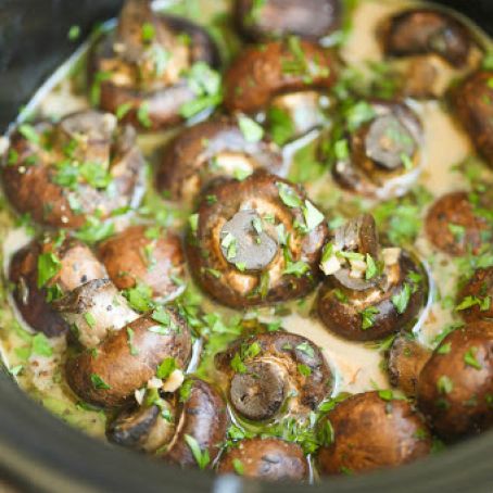 Slow Cooker Garlic Herb Mushrooms