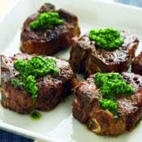 LAMB CHOPS w/PARSLEY PESTO