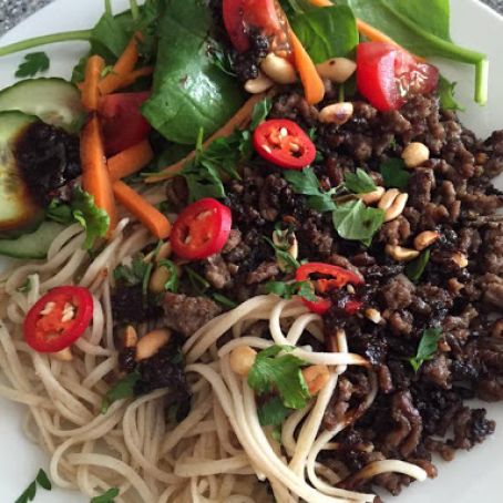 BEEF - Asian Crispy Beef with Salad & Rice Noodles