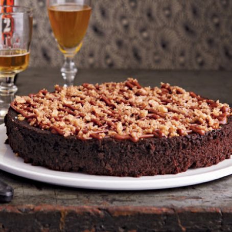 Rich Chocolate Cake with Salty Dulce de Leche & Hazelnut Brittle