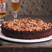 Rich Chocolate Cake with Salty Dulce de Leche & Hazelnut Brittle