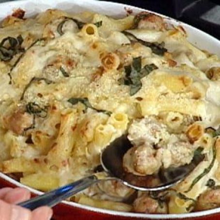Baked Ziti in Mornay Sauce with Sausage and Fennel