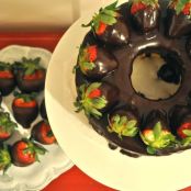 Angel Food Cake covered w/ Chocolate Ganache & w/ Chocolate Covered Strawberries Recipe | Yummly