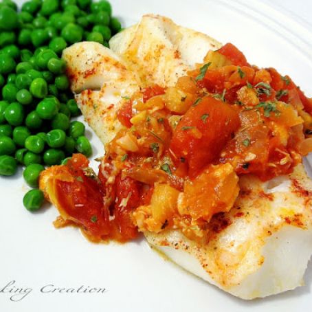 Baked Cod with Tomato & Artichoke Sauce