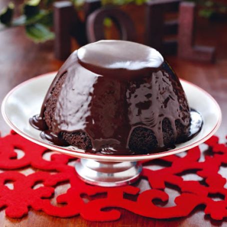 Chocolate Pudding for traditional Christmas Pudding Haters with Hot Chocolate Sauce